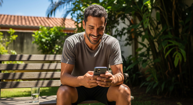 Pessoa utilizando aplicativo móvel para organizar imposto de renda